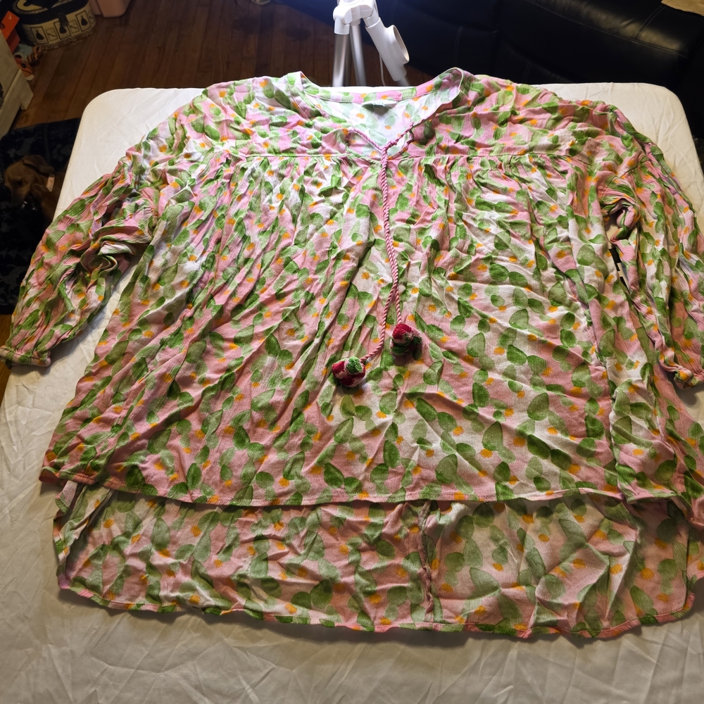 crown & ivy Pink and Green Blouse